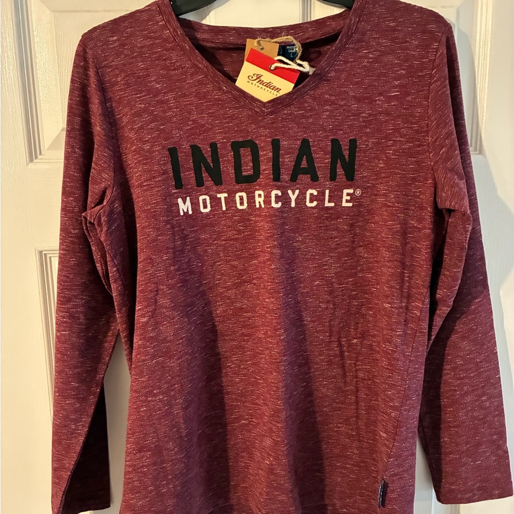 Indian Motorcycle Women's Maroon Long Sleeve Tee